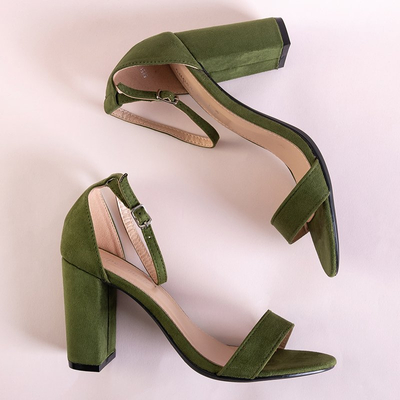 Зеленые женские босоножки на каблуке Anniet