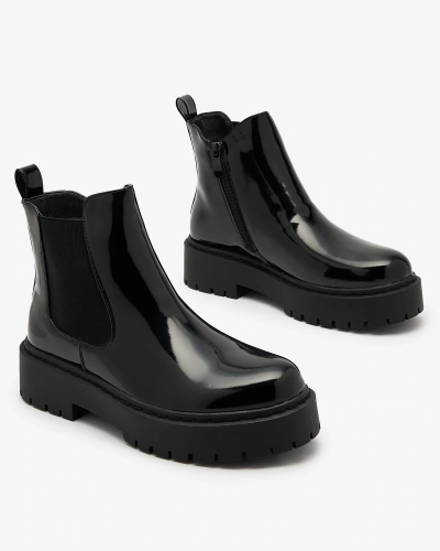 "Royalfashion" Juodi lakuoti moteriški bateliai be kulno Blizgūs elegantiški bateliai