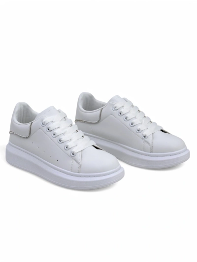 Białe Sportowe Sneakersy Athena z Ekoskóry