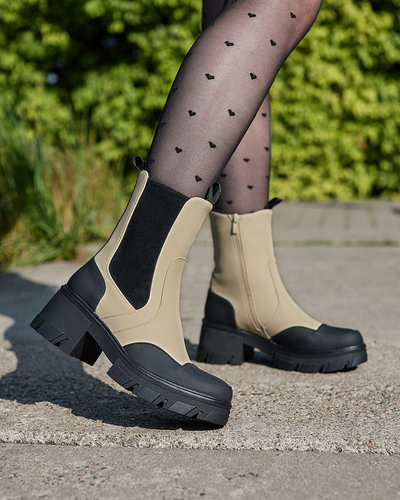 "Royalfashion" Moteriški matiniai smėlio spalvos "Bevta" batai plokščiu kulnu