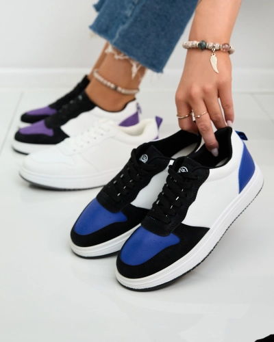 Royalfashion Juodai balti sportiniai bateliai su kobalto spalvos intarpais Colorburst Classics