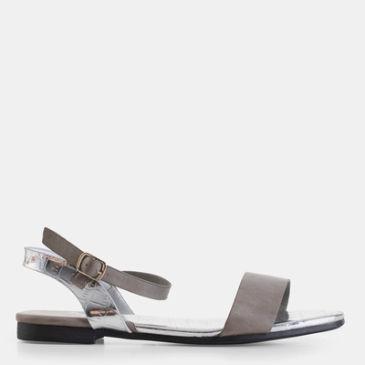 Серые женские босоножки с зеркальной стелькой Mannika