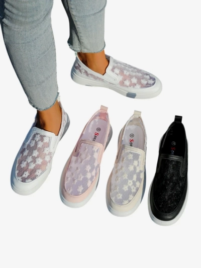 Женские сетчатые лоферы Royalfashion с цветами Emzos