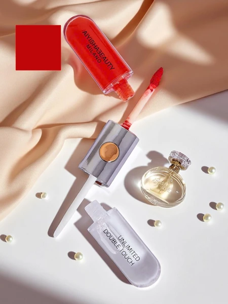 Lūpdažis ir bespalvis lūpų blizgis 2 viename Karštai raudona