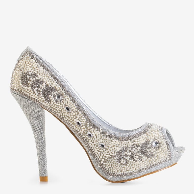 Серебряные женские туфли на высоком каблуке Marni
