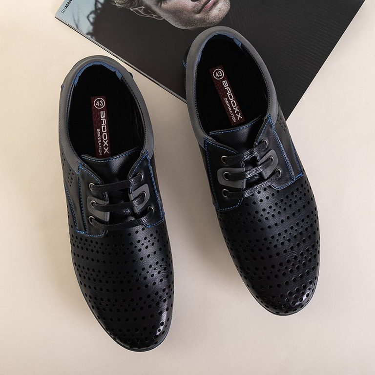 Черная мужская обувь с синей нитью Iona