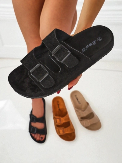 Bella Duo Slides - Faux Suede and Mega Style!
