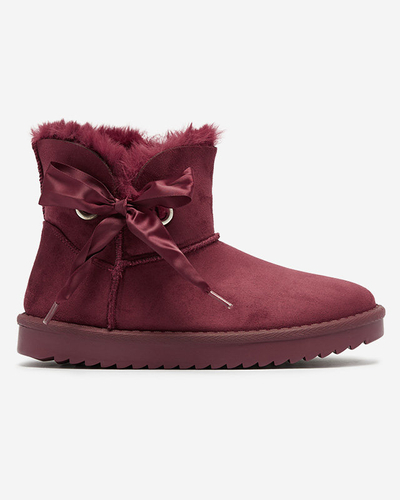 OUTLET Bordo spalvos moteriški sniego batai su lankeliu Rimms- Footwear