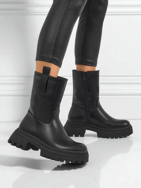 Wyższe botki damskie eko skórzane Scarlet Mist