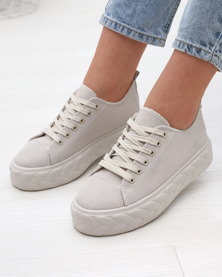 Кремовые женские кроссовки на платформе Sedix - Обувь