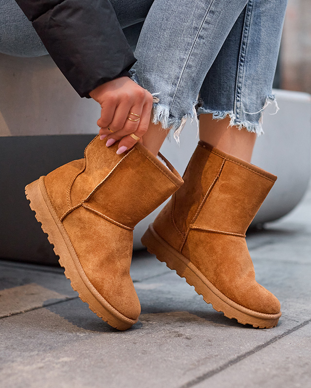 Moteriški apšiltinti ekovamšos sniego batai, kupranugario spalvos Xetik - Avalynė