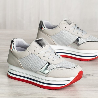 Szare buty sportowe na platformie Lexia - Obuwie