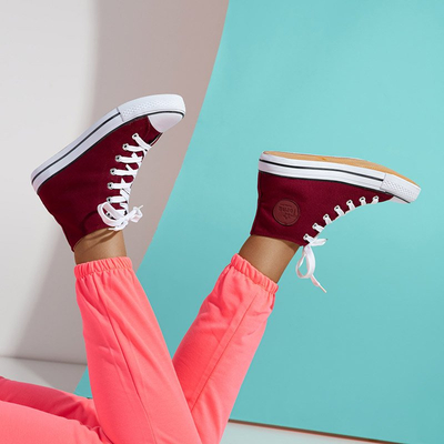 Высокие женские кеды бордового цвета Skarllet