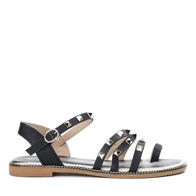 Czarne sandały ze złotymi ćwiekami Sokoto - Obuwie