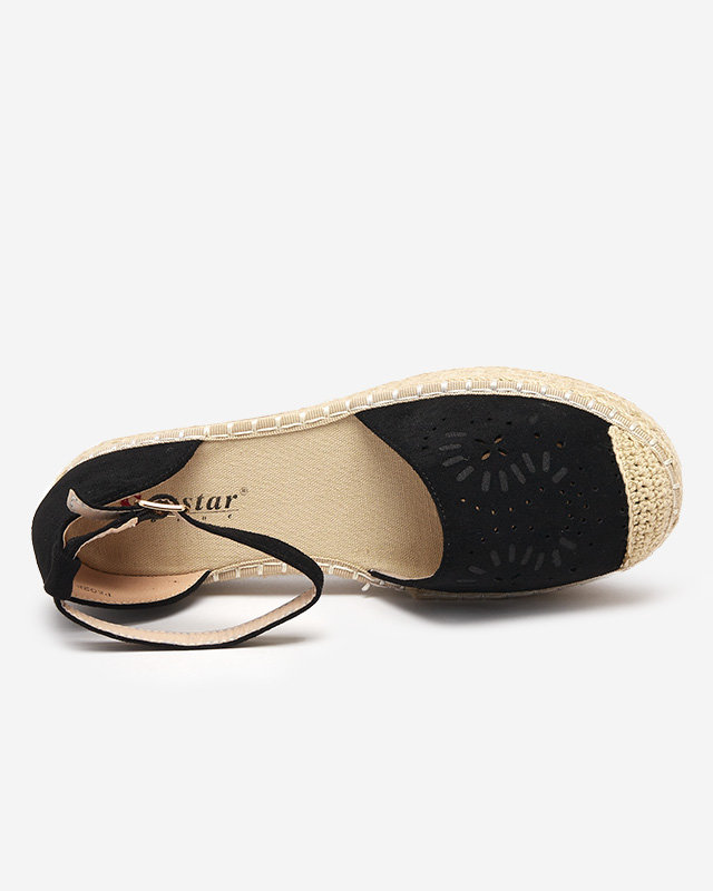 Juodos moteriškos ažūrinės basutės a'la espadrilles Tiseria - Batai