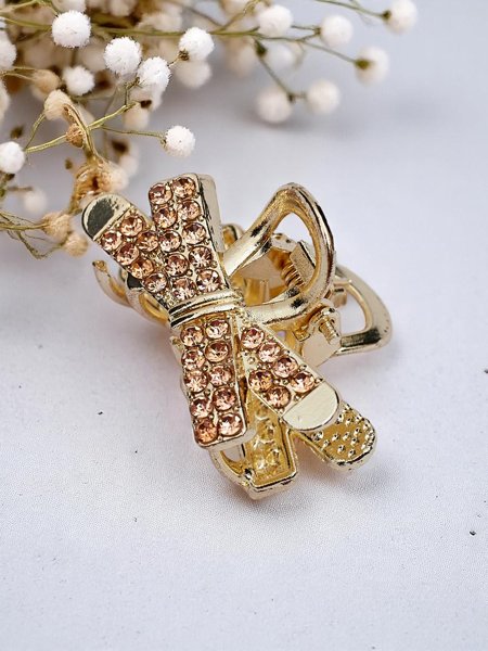 Royalfashion Plaukų segtukas su kalnų krištolo akmenukais Auksinis segtukas