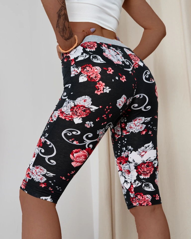 Женские шорты 3/4 черно-розовые PLUS SIZE - Одежда