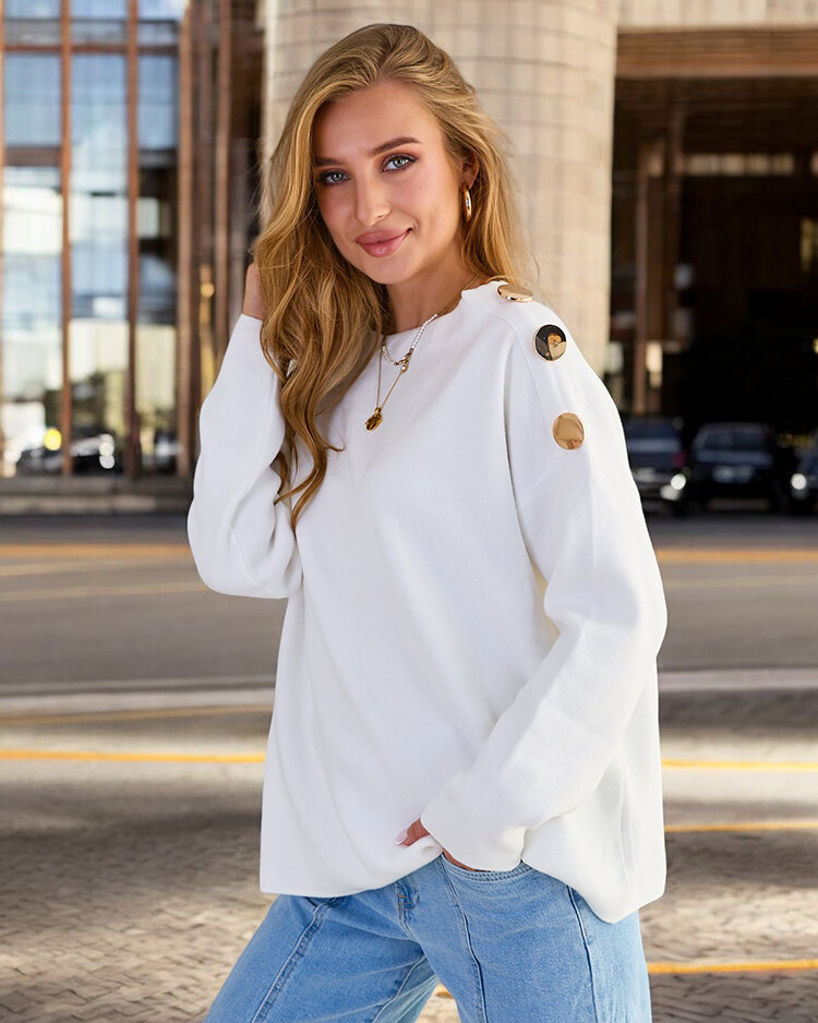 Royalfashion Plonas moteriškas megztinis su pečių papuošimais