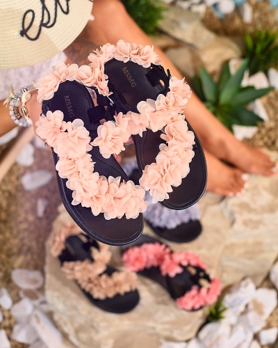 Royalfashion Pudruoti moteriški sandalai su gėlėmis Alferroy