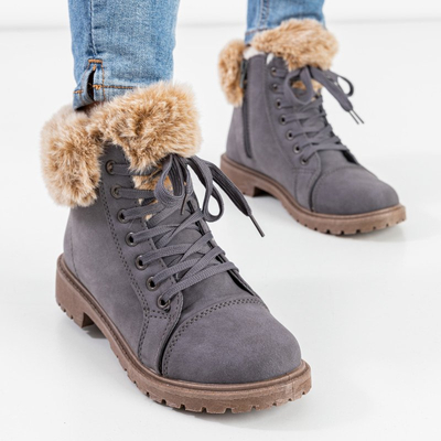 Tamsiai pilki moteriški batai su kailiu Zonevka - Avalynė