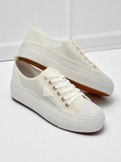 Women's White Ariadne Mesh Sneakers - Breathable Flat Sole Sneakers