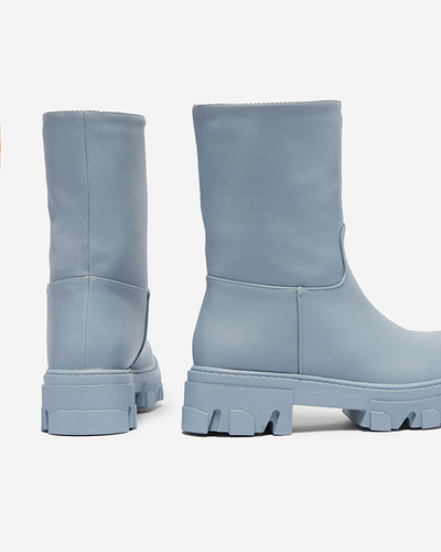 Голубые женские сапоги с утеплением Mekira