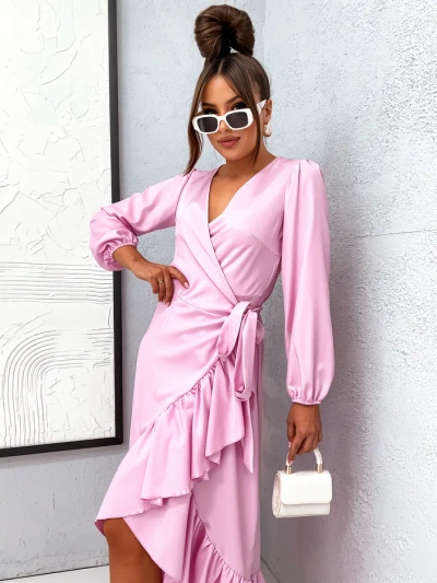 Royalfashion Связанное женское миди-платье с рюшами