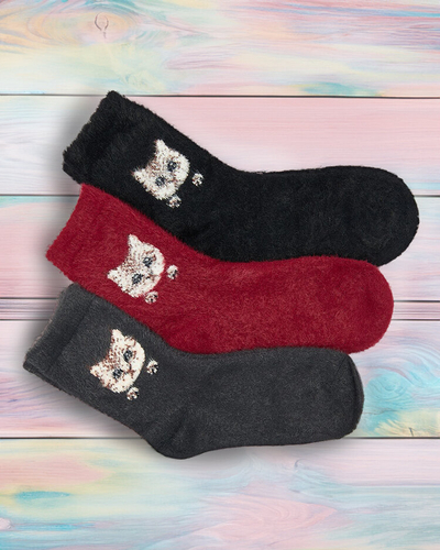 Royalfashion Женские длинные носки с котятами 3/упак