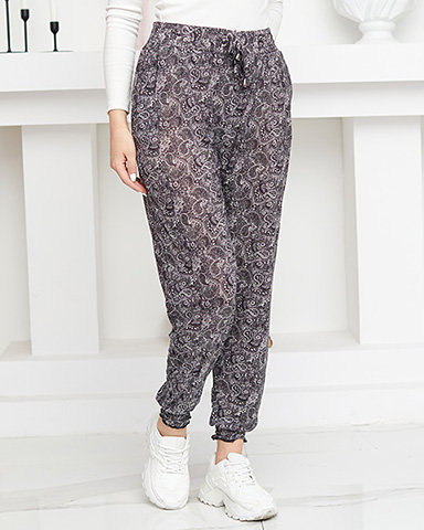 Черно-белые женские брюки с рисунком - Одежда