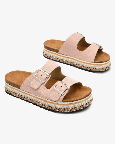 "Royalfashion" Moteriškos šviesiai rožinės spalvos šlepetės su sagtimis "Monna"