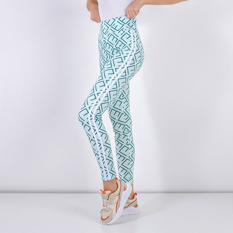 Мятные женские леггинсы с геометрическим принтом - Одежда