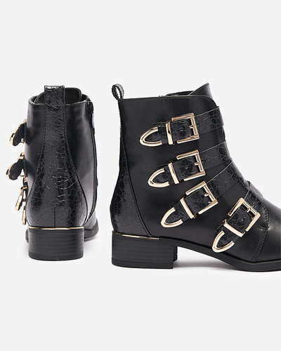 Женские сапоги с золотыми застежками и черным тиснением Letta-Footwear