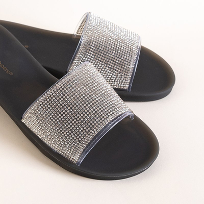 Черные женские резиновые шлепанцы со стразами Niamh