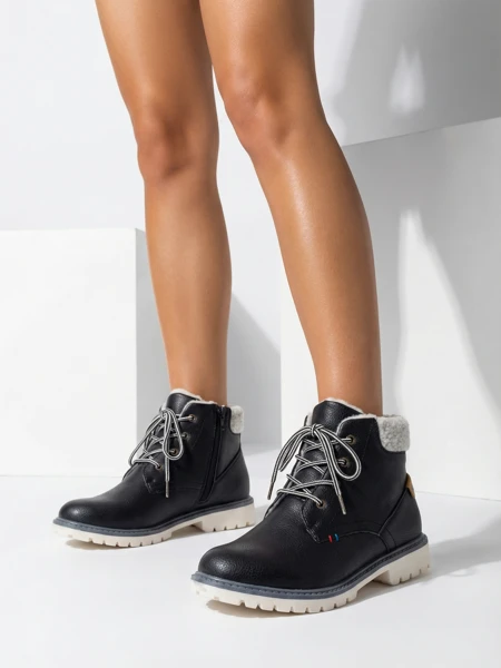 Czarne chłopięce ocieplane trzewiki Tiptop - Obuwie