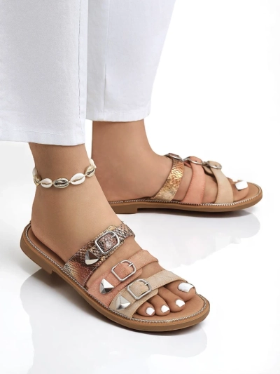Royalfashion Женские шлепанцы на плоской подошве Snake Chic