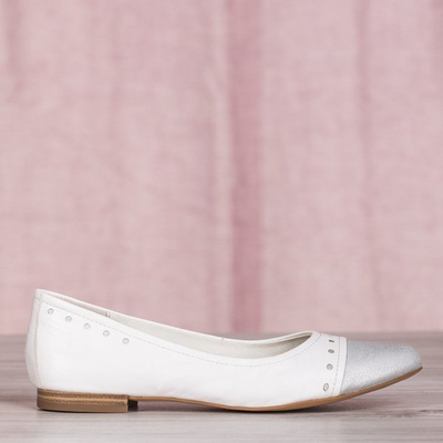 Białe skórzane baleriny Figi - Obuwie