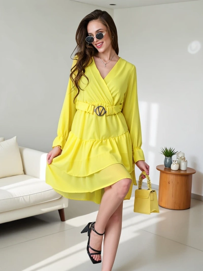 Мини-платье Royalfashion с рюшами и запахом