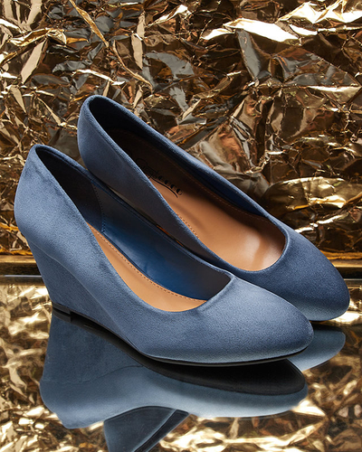 Классические женские насосы из эко-замши синего цвета Jiwitis - Обувь