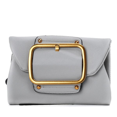 Маленькая сумка через плечо серого цвета с медной пряжкой - Сумочки