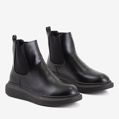 Czarne damskie botki na platformie Fabriano - Obuwie