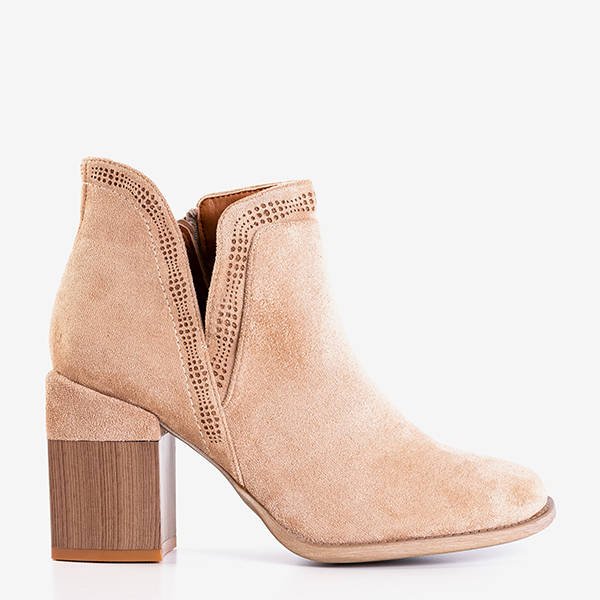 Светло-коричневые ботинки на квадратном каблуке Lemere - Обувь