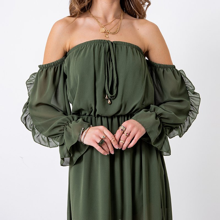 Žalia moteriška maxi suknelė - Apranga