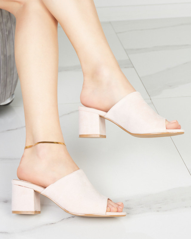 OUTLET Светло-розовые женские тапочки на низком каблуке Opetik - Обувь