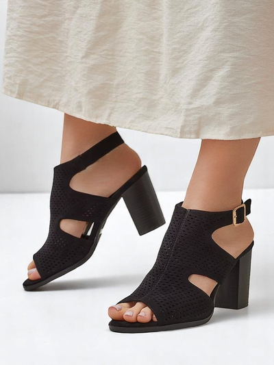 Royalfashion moteriški sandalai su išpjovomis ir blokuotu kulnu Abetle