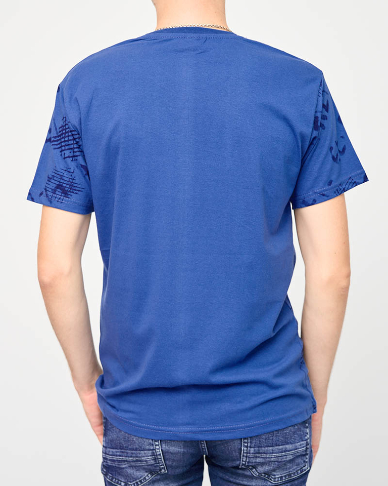 Vyriški mėlyni marškinėliai su užrašu ENJOY- Clothing