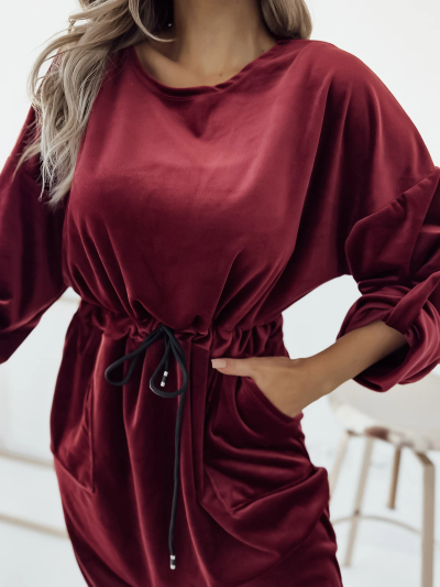 Royalfashion Женское бордовое платье-миди