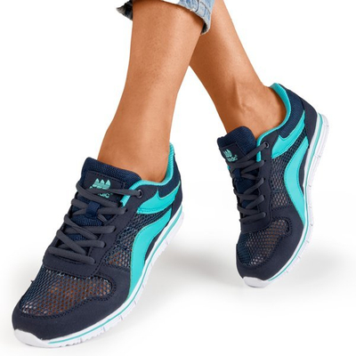 Granatowe sportowe buty damskie z niebieskimi wstawkami Kannasi - Obuwie