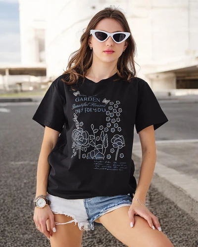 Royalfashion moterų medvilninė bliuskė su įrašu