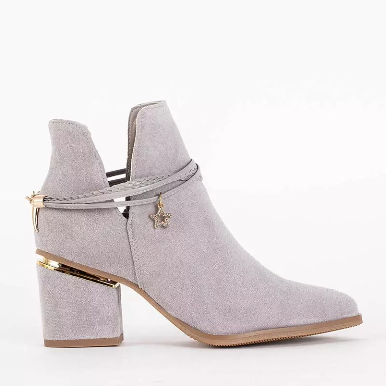 OUTLET Серые женские сапоги на шпильке Sheea - Обувь