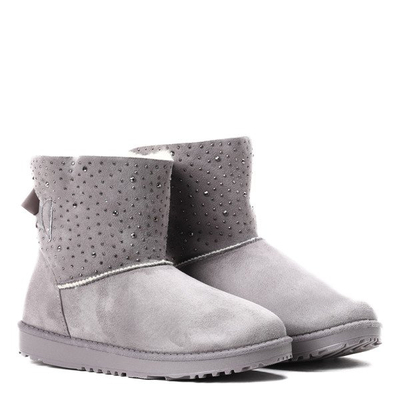 Szare ocieplane śniegowce Kati - Obuwie